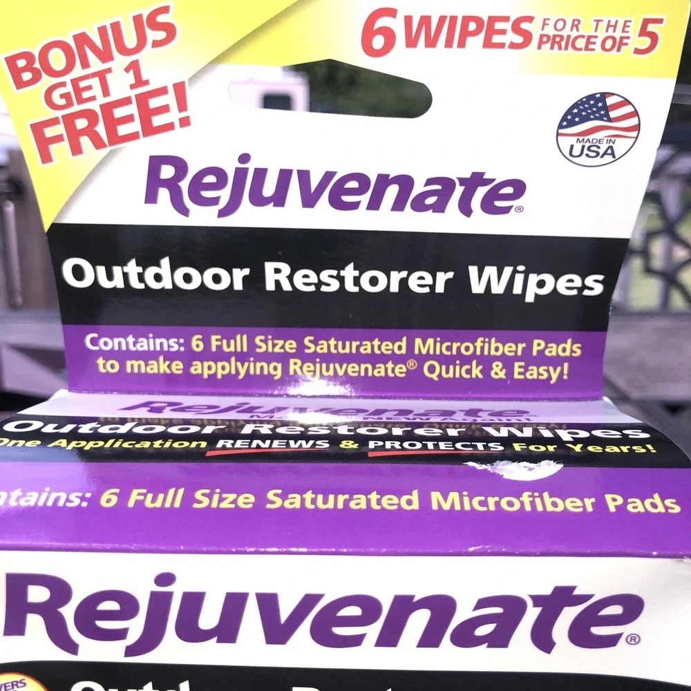 Rejuvenate Outdoor Restorer Wipes 6 Full Size Pads Renews Protects NEW USA Made